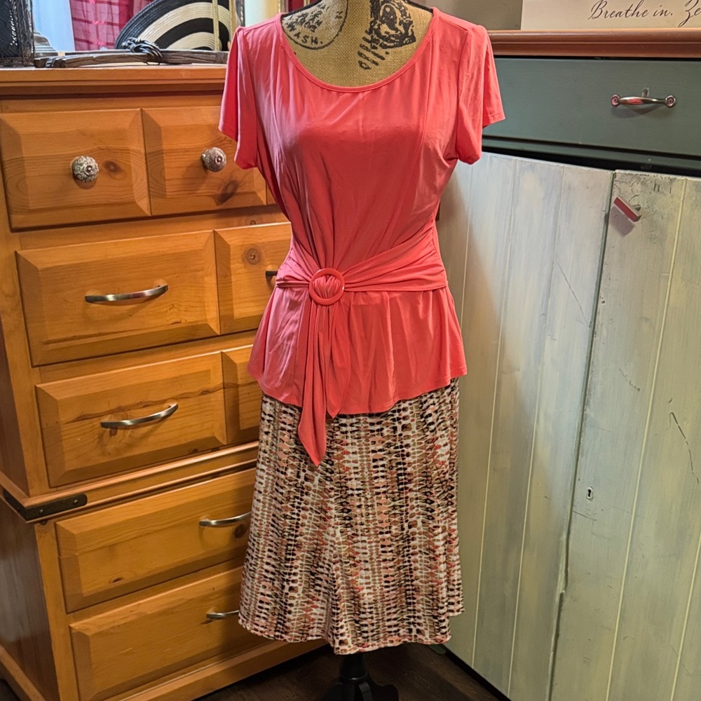Elegant Multicolor Midi Skirt and Matching Top